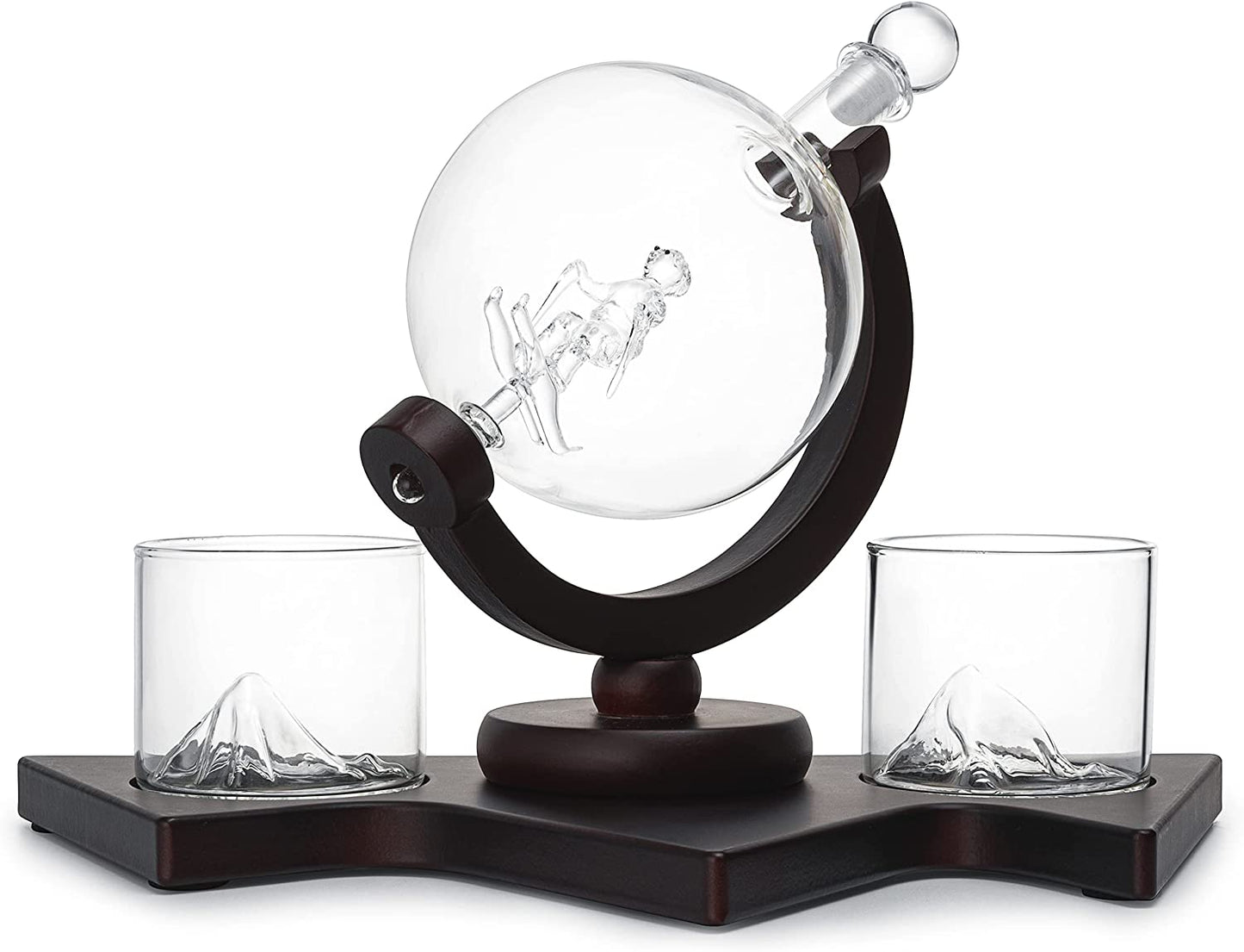 Wine Savant Ski Decanter Set with 2 Glacier Glasses | Alpine Winter Collection-4