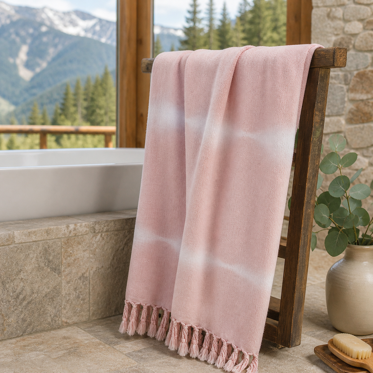Handwoven Turkish Cotton Towel | Rose | 64x36