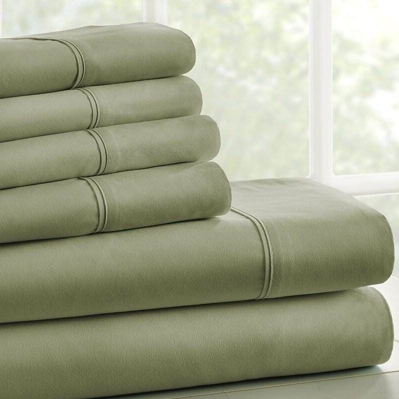 Twin XL Sage 4 PCS Soft Wrinkle Resistant Microfiber Polyester Sheet Set-2