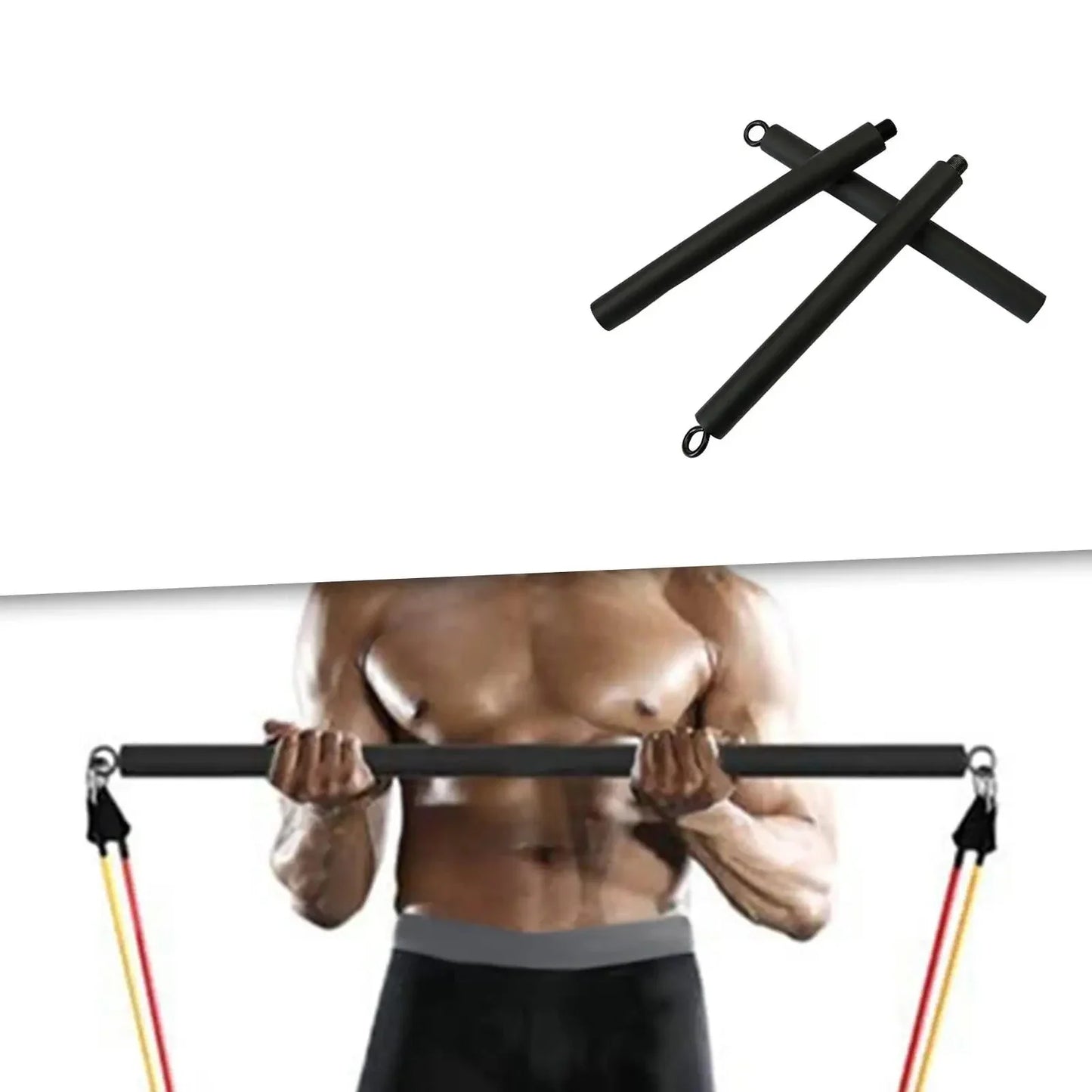 Pilates Resistance Stick with Bands-3