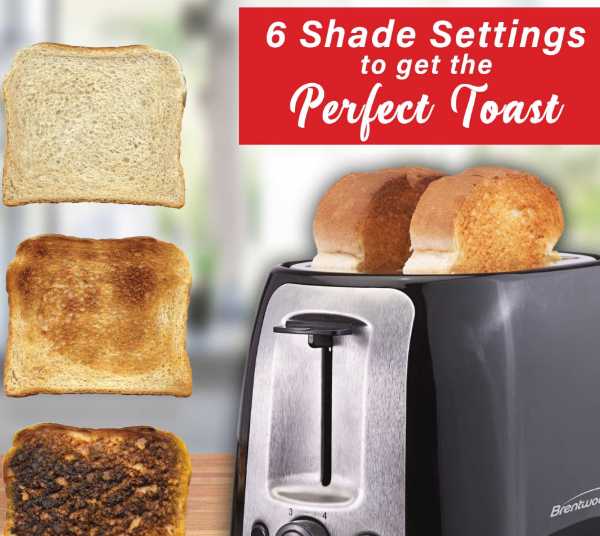 Brentwood 800W 2-Slice Extra-Wide Slot Toaster