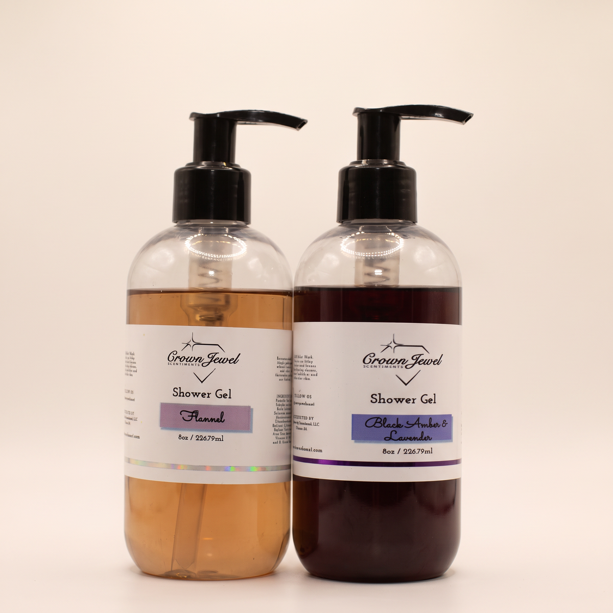 Luxury shower gel on clean white studio background