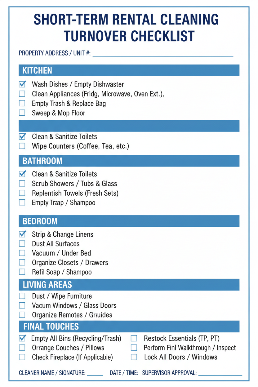 The Ultimate STR Turnover Checklist for Cleaning Teams