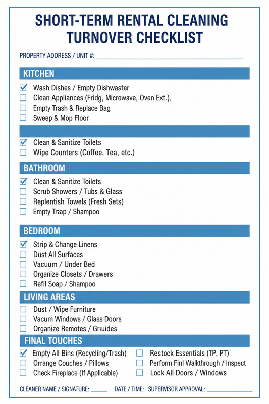 The Ultimate STR Turnover Checklist for Cleaning Teams