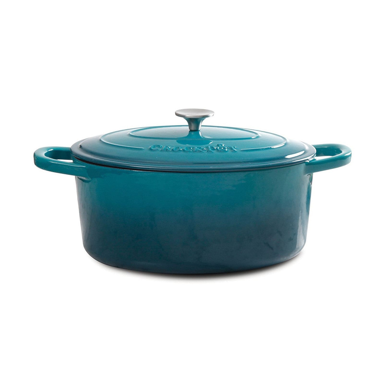 Crock Pot Artisan 5 Quart Round Enameled Cast Iron Dutch Oven in Teal Ombre-0