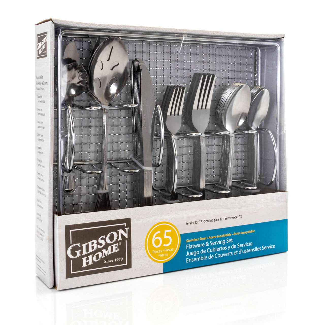 Gibson Home South Bay 65 Piece Stainless Steel Flatware Service Set with Wire Caddy-0