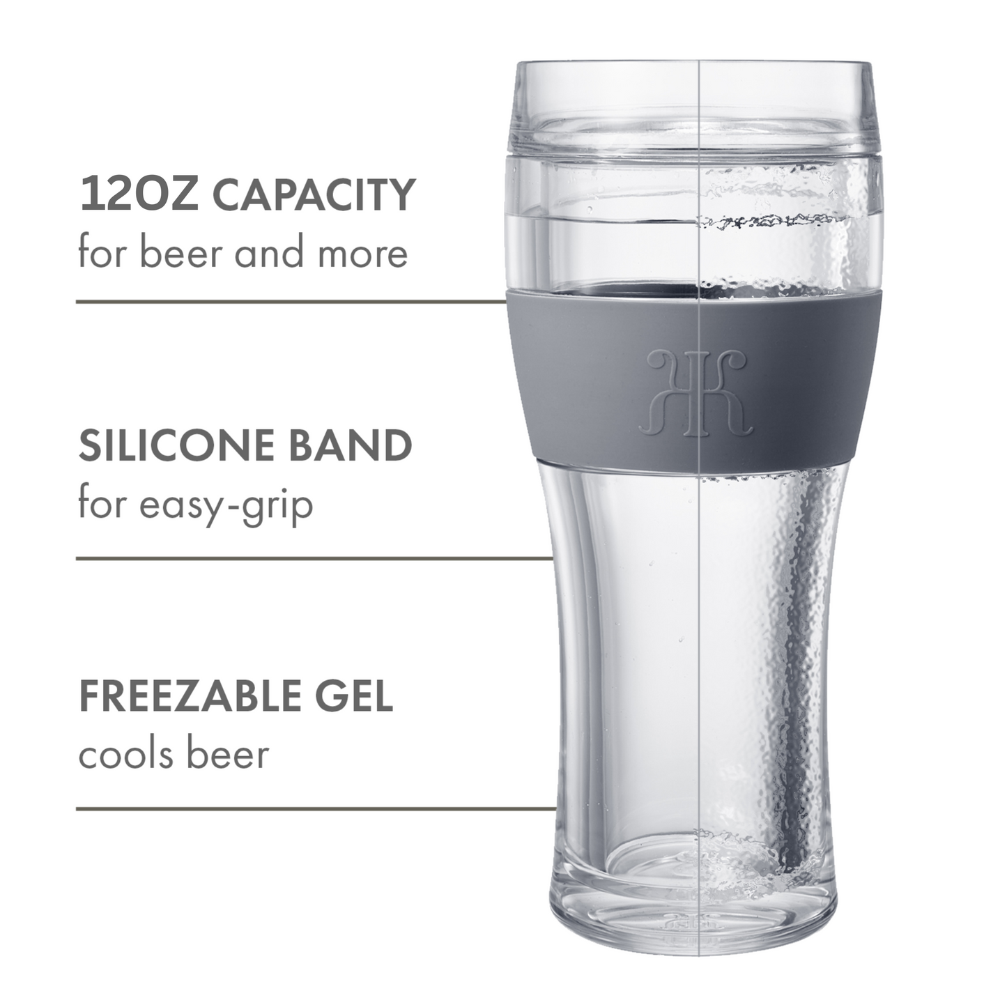 Unbreakable Double Wall Insulated Freezable Beer Glasses - SINGLE - Large 12 oz Reusable Pilsner Shatterproof Tritan Glass, Upside Down Bottle Design, Pub Mug, For Beer Lover, Picnic Indoor & Outdoor-3