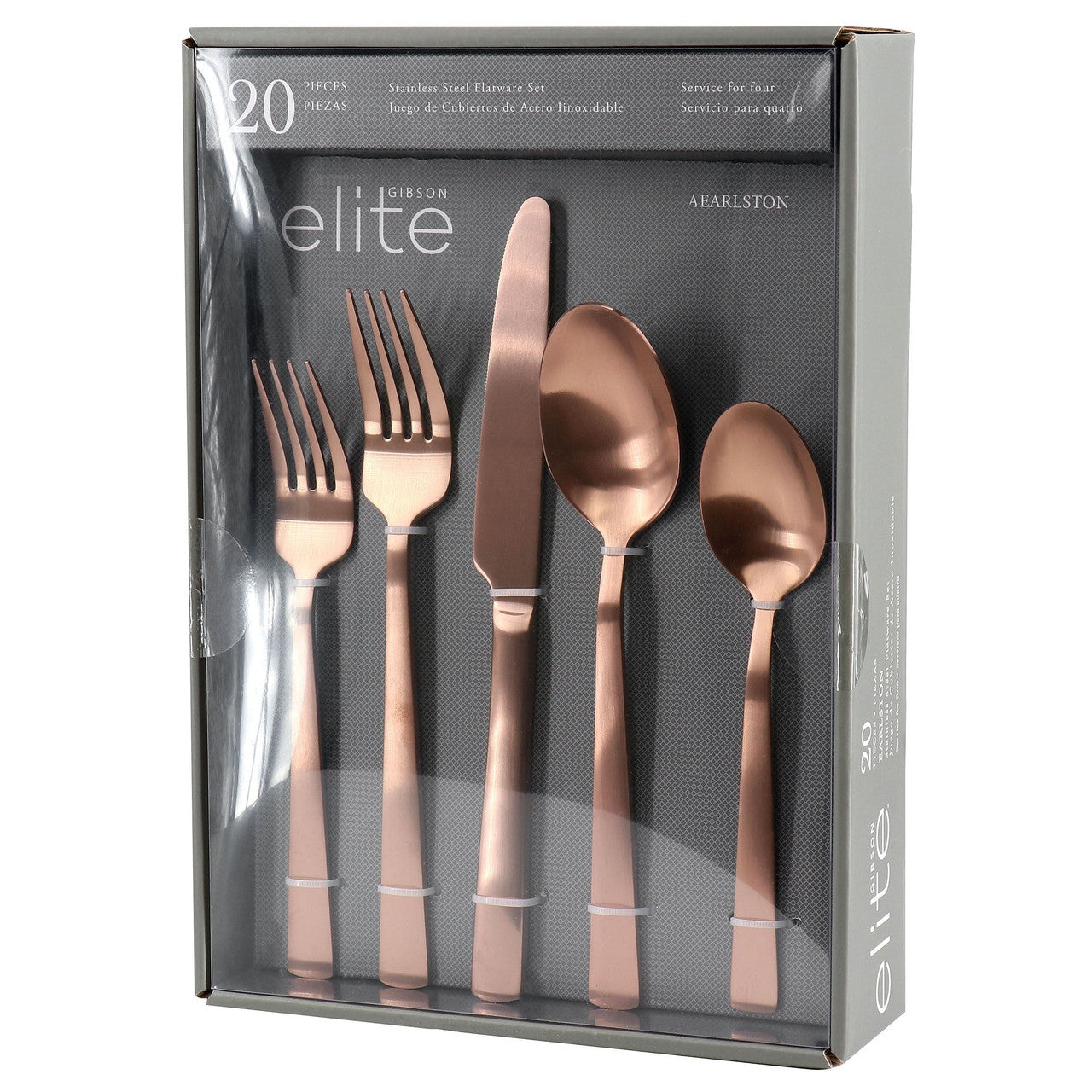 Gibson Elite Earlston 20 Piece Stainless Steel Flatware Set in Bronze-0