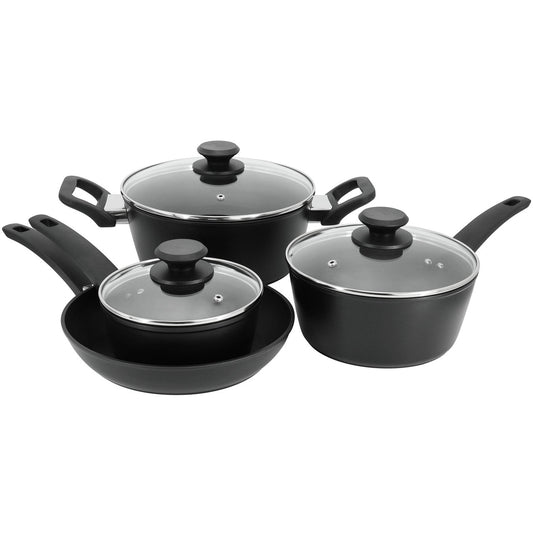 Oster Connelly 7 Piece Textured Nonstick Aluminum Cookware Set in Black-0