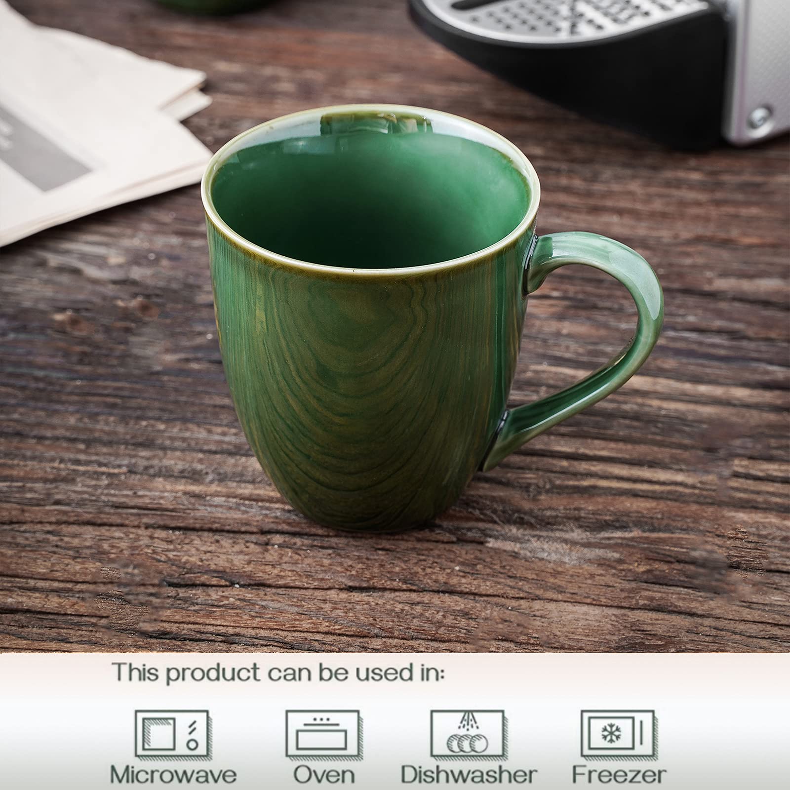 vicrays Porcelain Tea Mug Set of 4, 350 ml, Stoneware Coffee Mug for Men, Women, Unique Glazed Mugs with Handle for Coffee, Tea, Milk, Cocoa,-2