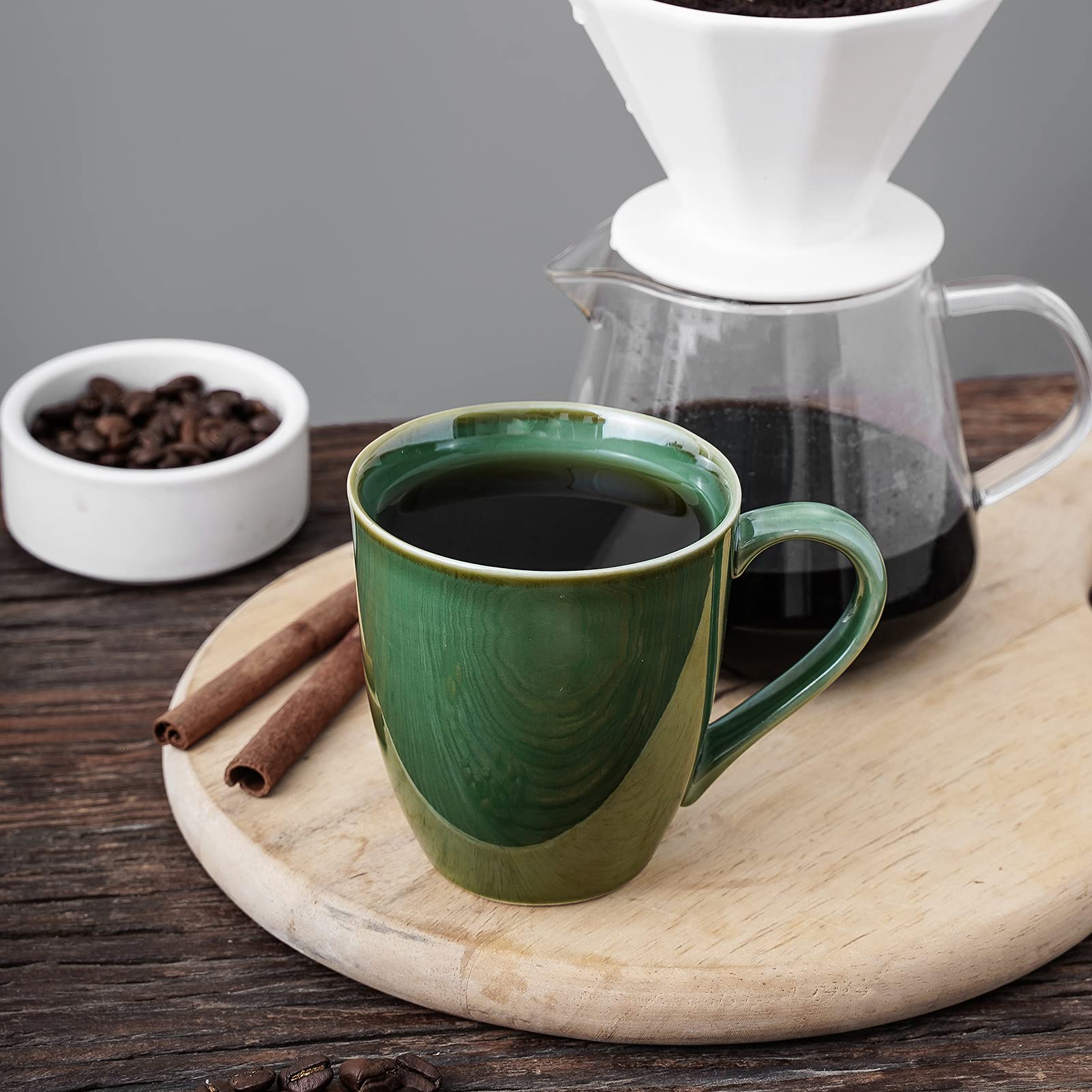 vicrays Porcelain Tea Mug Set of 4, 350 ml, Stoneware Coffee Mug for Men, Women, Unique Glazed Mugs with Handle for Coffee, Tea, Milk, Cocoa,-3