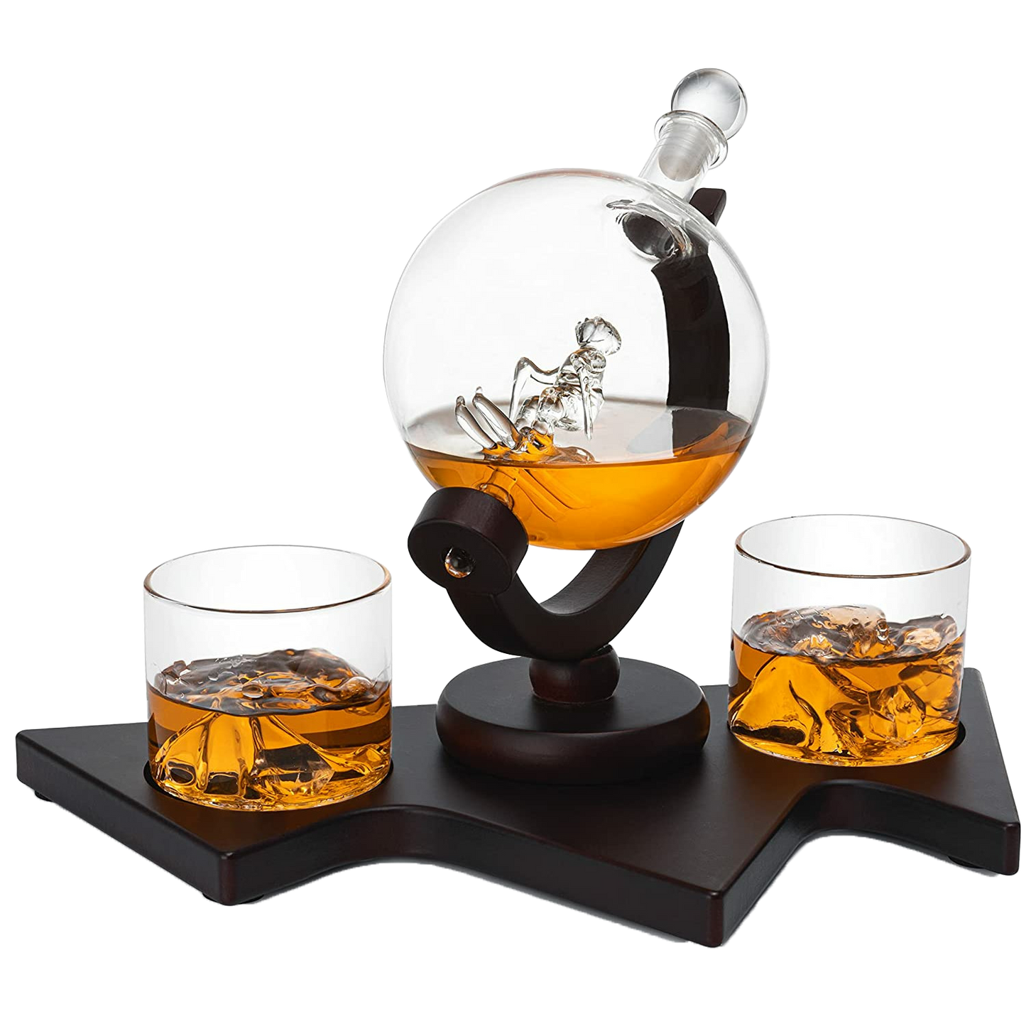 Wine Savant Ski Decanter Set with 2 Glacier Glasses | Alpine Winter Collection-0