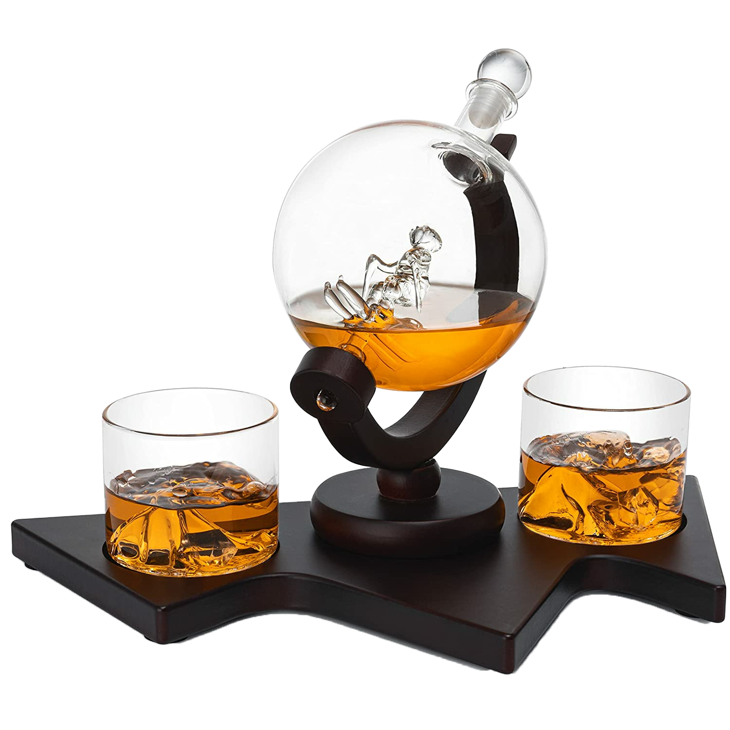 Wine Savant Ski Decanter Set with 2 Glacier Glasses | Alpine Winter Collection-0