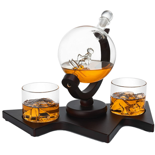 Wine Savant Ski Decanter Set with 2 Glacier Glasses | Alpine Winter Collection-0