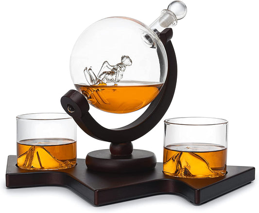 Wine Savant Ski Decanter Set with 2 Glacier Glasses | Alpine Winter Collection-3
