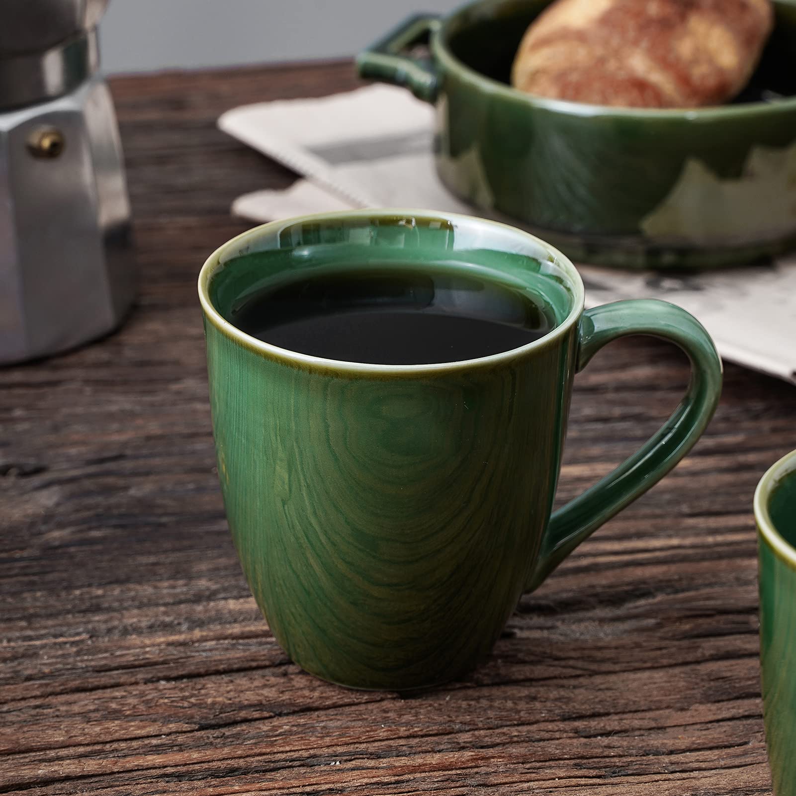 vicrays Porcelain Tea Mug Set of 4, 350 ml, Stoneware Coffee Mug for Men, Women, Unique Glazed Mugs with Handle for Coffee, Tea, Milk, Cocoa,-4