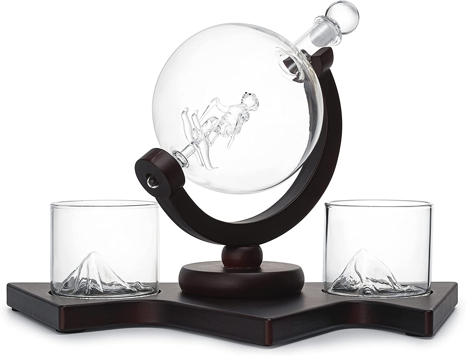 Wine Savant Ski Decanter Set with 2 Glacier Glasses | Alpine Winter Collection-4