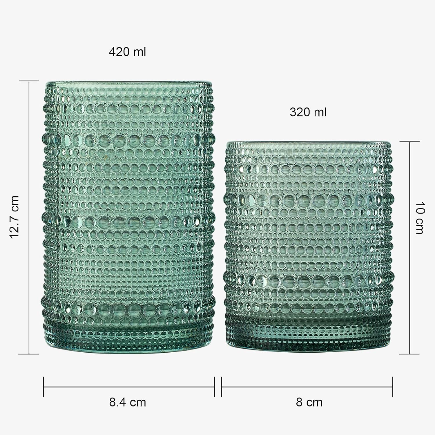 Hobnail Muted Tone Glassware Set | 12 Pieces in 6 Colors | 11oz and 14oz-3