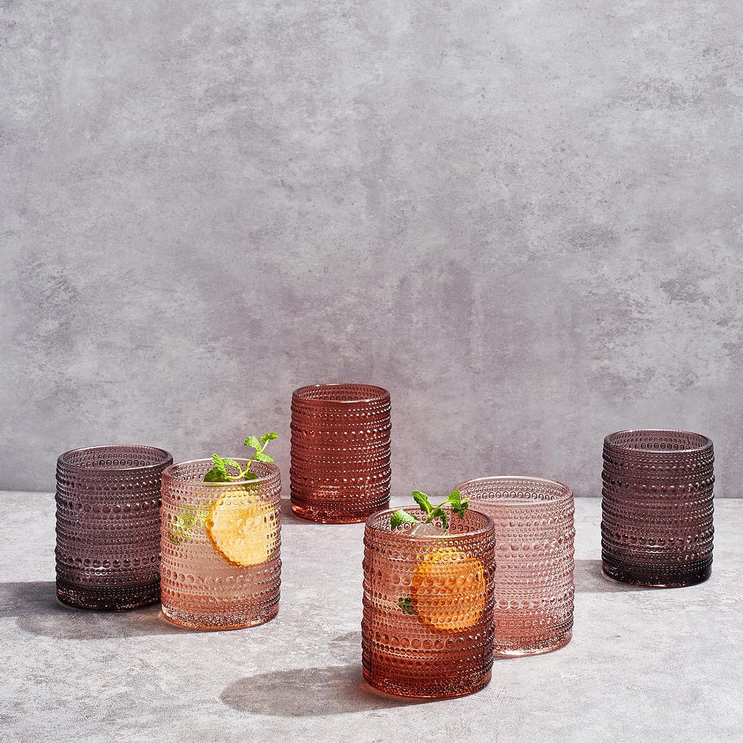 Hobnail Drinking Glasses, Venus Colors Beaded Tumbler Drinking Glasses Set | Set of 6-2