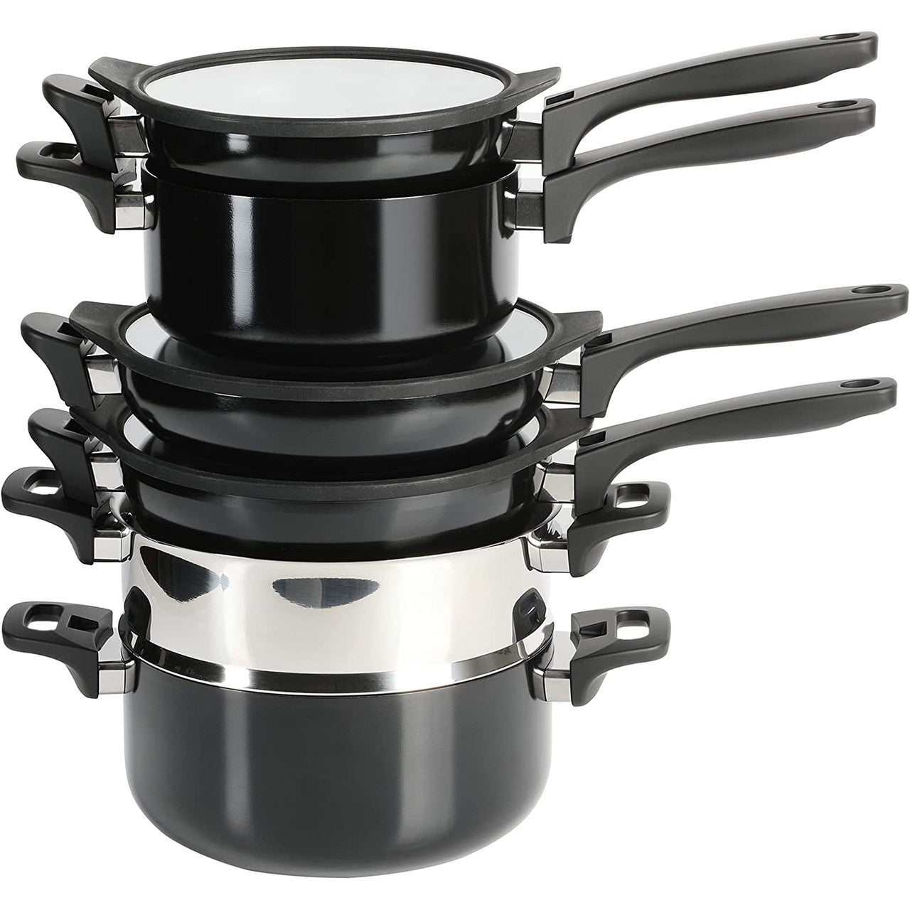 Kenmore Elite Grayson 9 Piece Nonstick Aluminum Stackable Cookware Set in Black-0