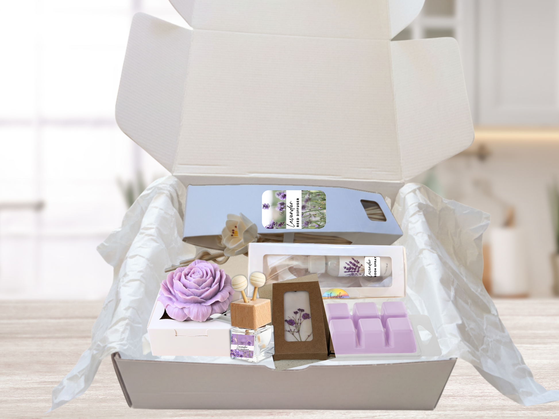 Lavender Serenity Gift Box – Calming Spa Set | 3, 4 or 6 Pieces-0