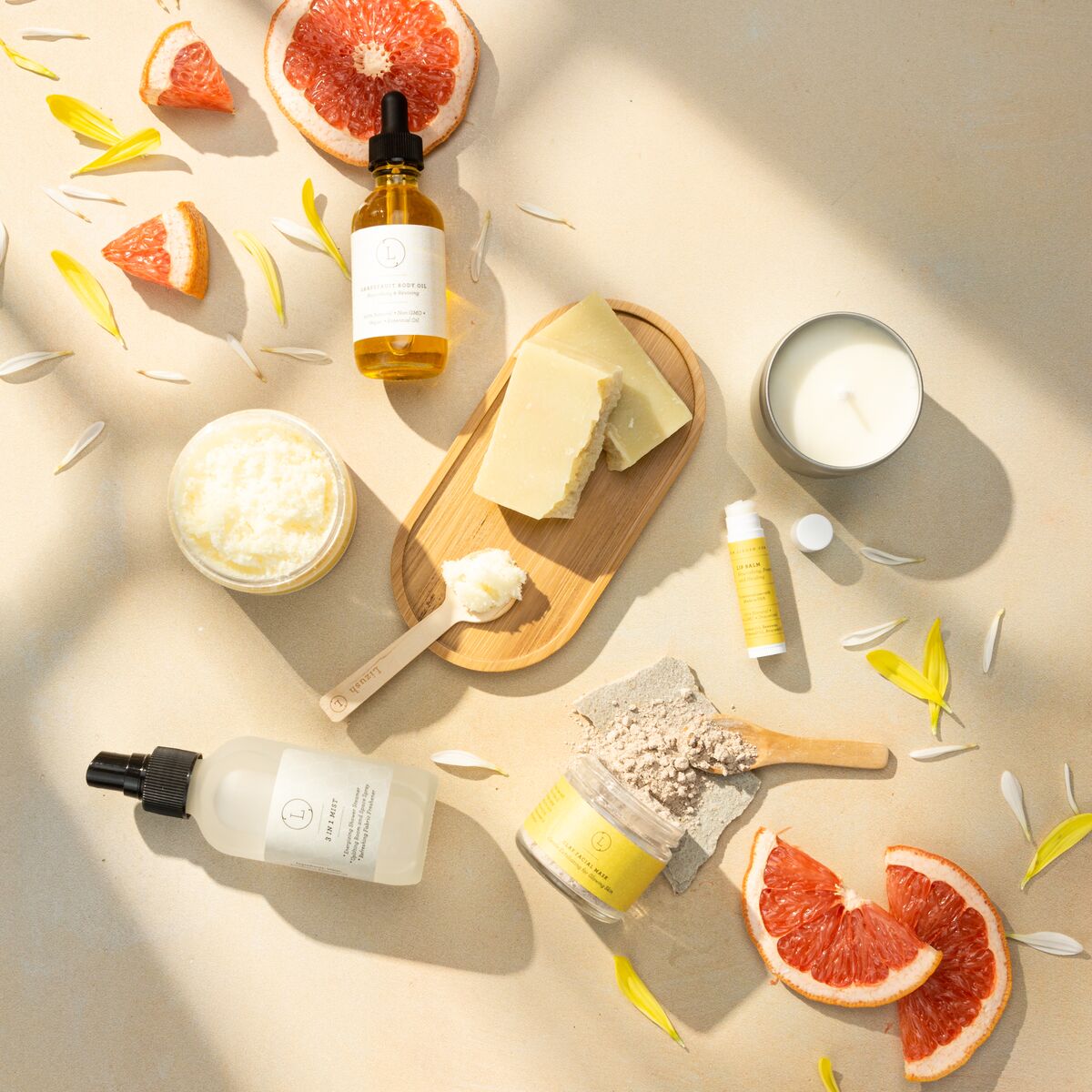 Summery Christmas in July - Care Package, Handmade Natural Bath and Body Gift Box, Thank You Gift, Chrismas Gift box, Holiday spa box - Citrus full set with a FREE white sponge-1