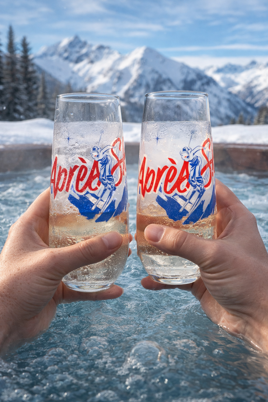 Apres Ski RESERVE 9oz Stemless Champagne Glass Set | Alpine Winter Collection