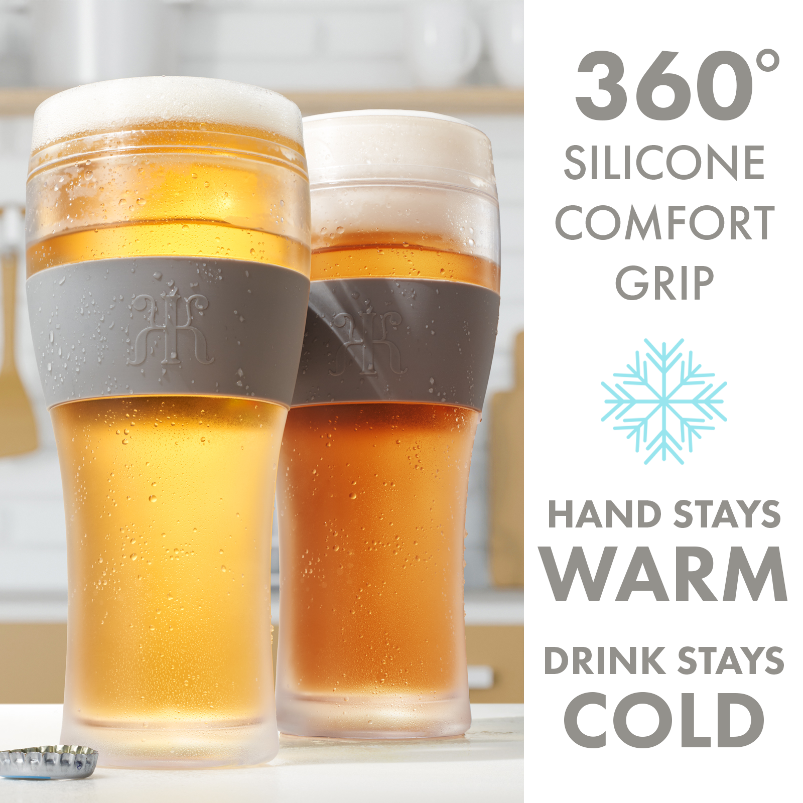 Unbreakable Double Wall Insulated Freezable Beer Glasses - SINGLE - Large 12 oz Reusable Pilsner Shatterproof Tritan Glass, Upside Down Bottle Design, Pub Mug, For Beer Lover, Picnic Indoor & Outdoor-1
