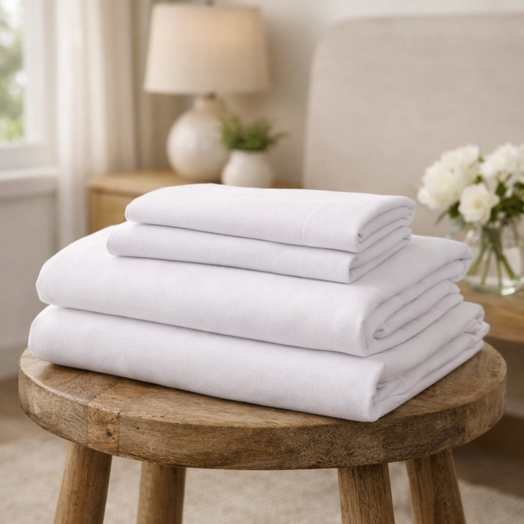 Full Size Cotton Blend Jersey Sheet Set | White