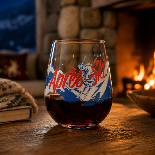 Vintage Alpine Escape RESERVE 16oz Stemless Wine Glass | Alpine Winter Collection
