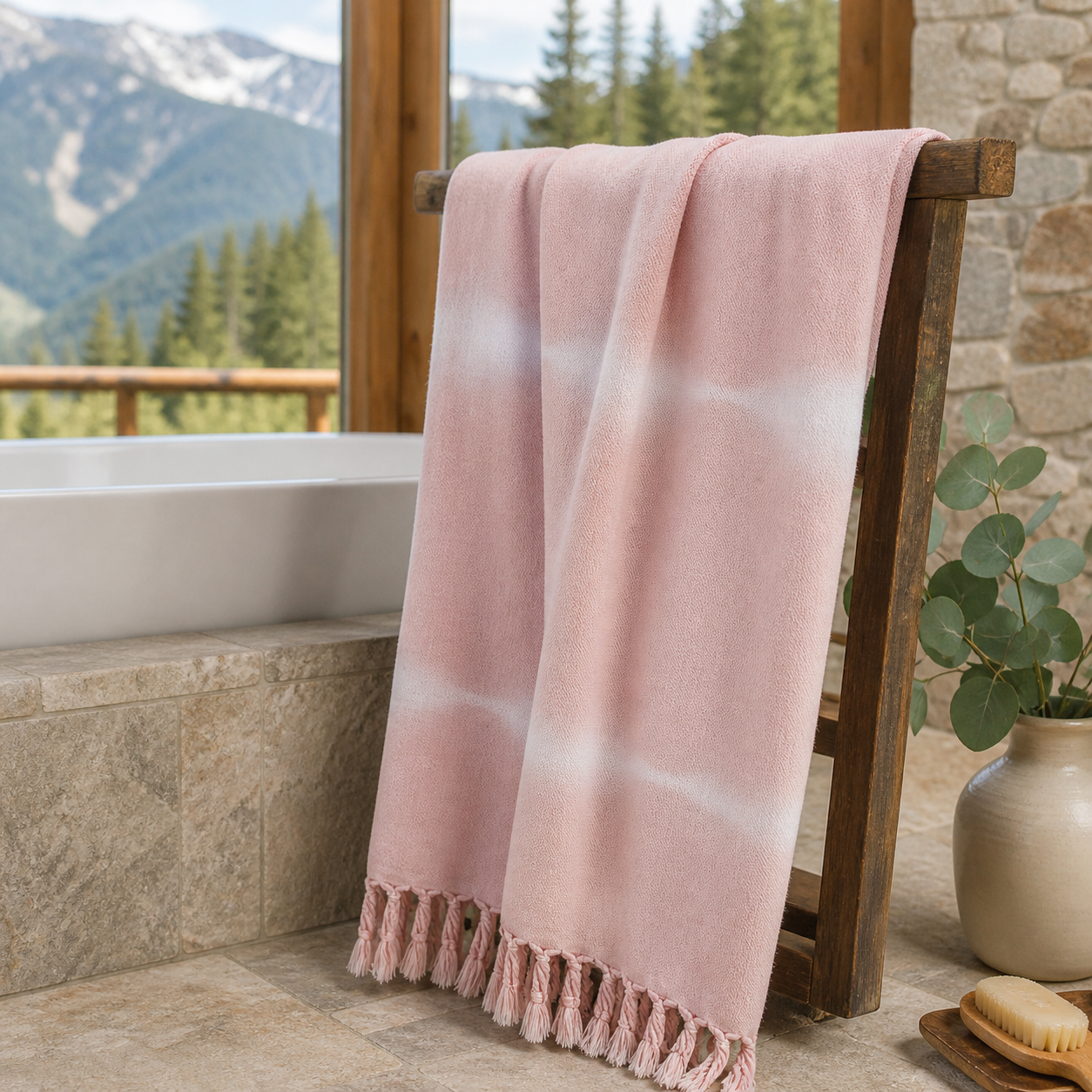Handwoven Turkish Cotton Towel | Rose | 64x36