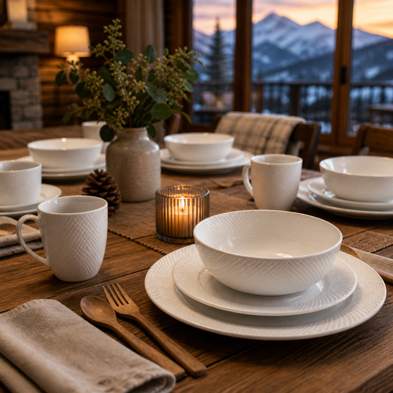 18-Piece White Porcelain Dinnerware Set | Service for 4