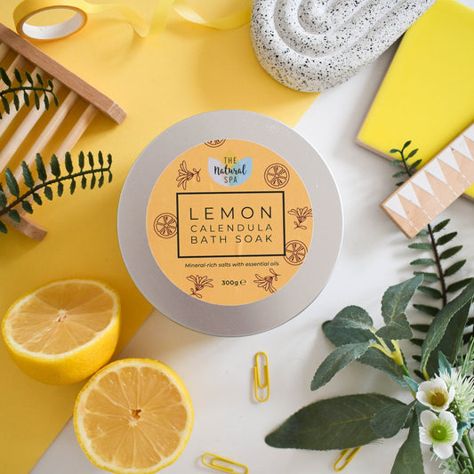 Lemon Calendula Bath Soak | Natural Mineral Bath Salts Tin UK-0