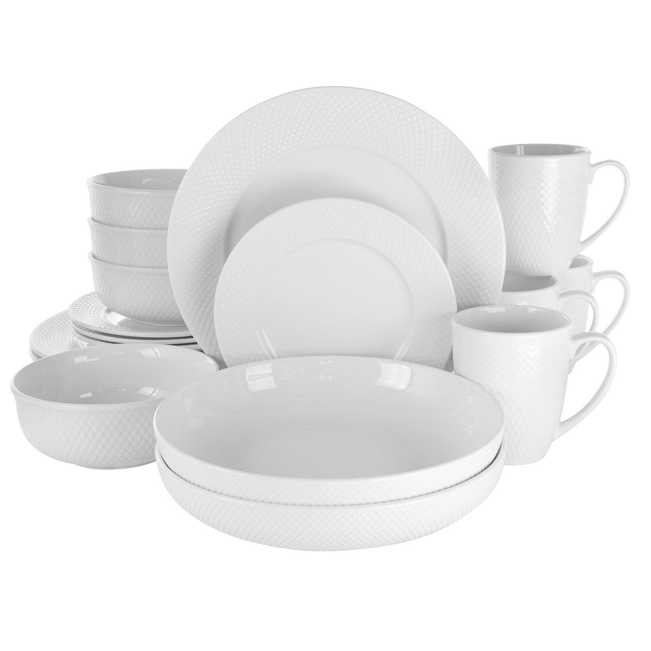 Elama Maisy 18-Piece Porcelain Dinnerware Set | White | Service for 6