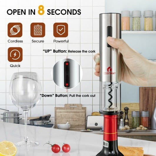 6-in-1 Electric Wine Bottle Opener Set with Foil Cutter-1