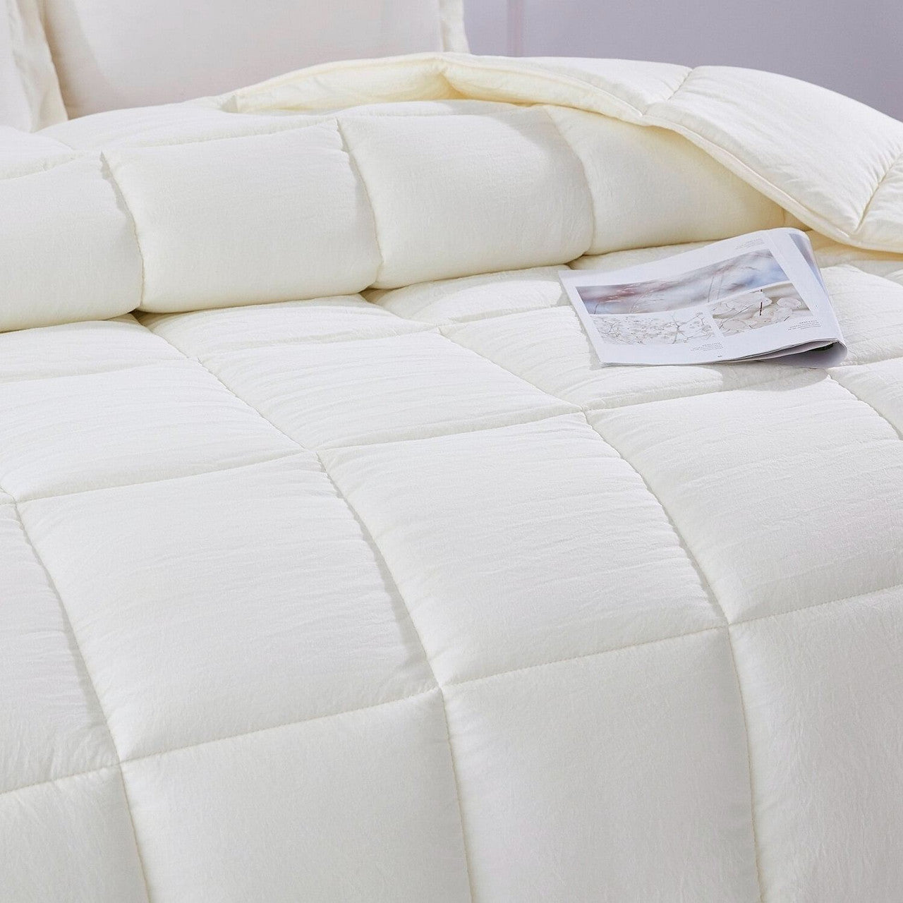 Queen Size Off White 3 Piece Microfiber Reversible Comforter Set-0