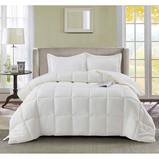 Queen Size Off White 3 Piece Microfiber Reversible Comforter Set-2
