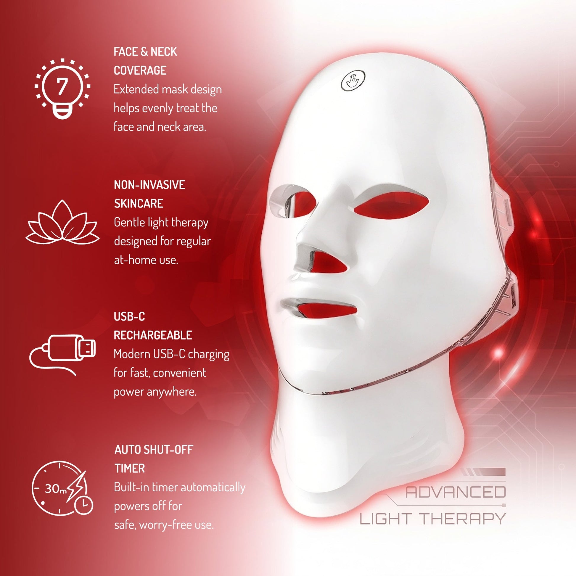 7-in-1 LED Light Therapy Face & Neck Mask + LED Red Light Therapy Panel-3