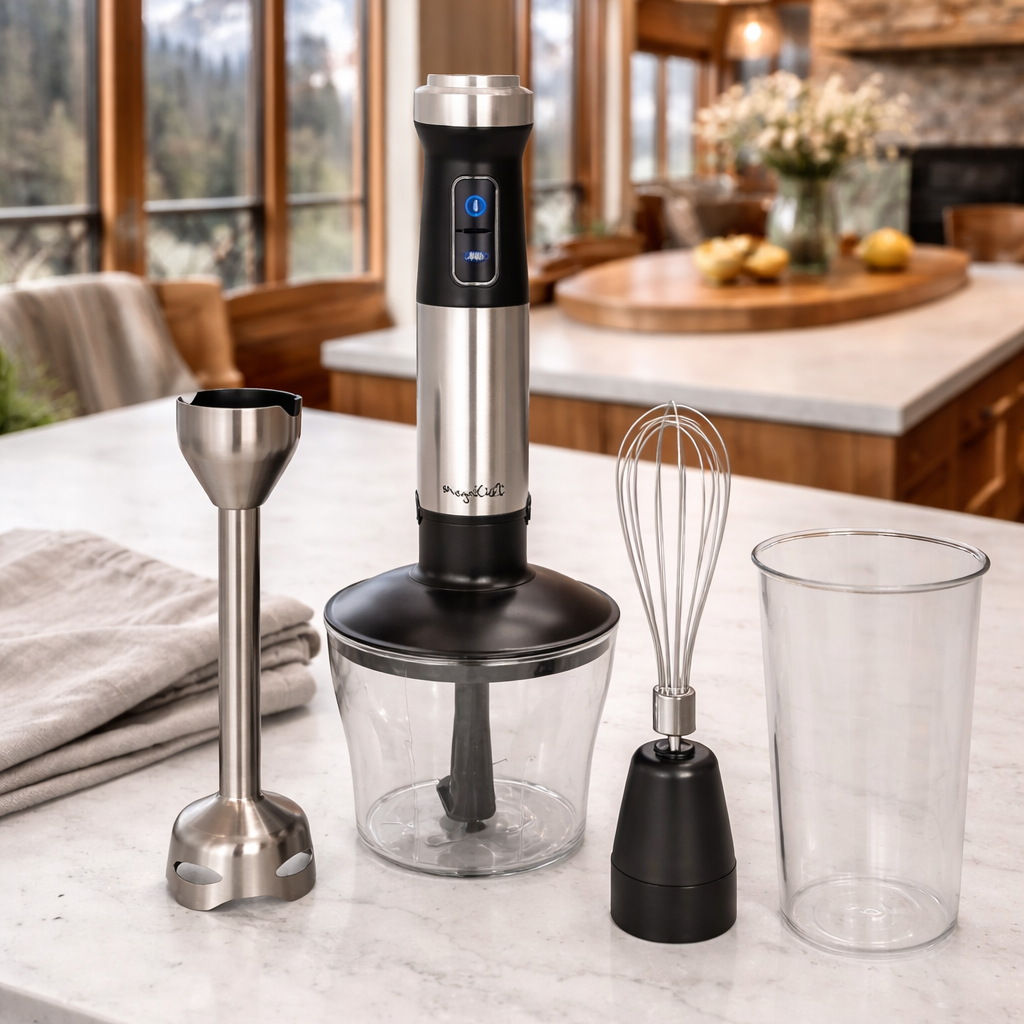 MegaChef 4-in-1 Multipurpose Hand Blender | Whisk and Chopper