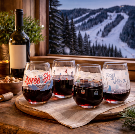Après-Ski RESERVE 16oz Stemless Wine Glass Set | Alpine Winter Collection