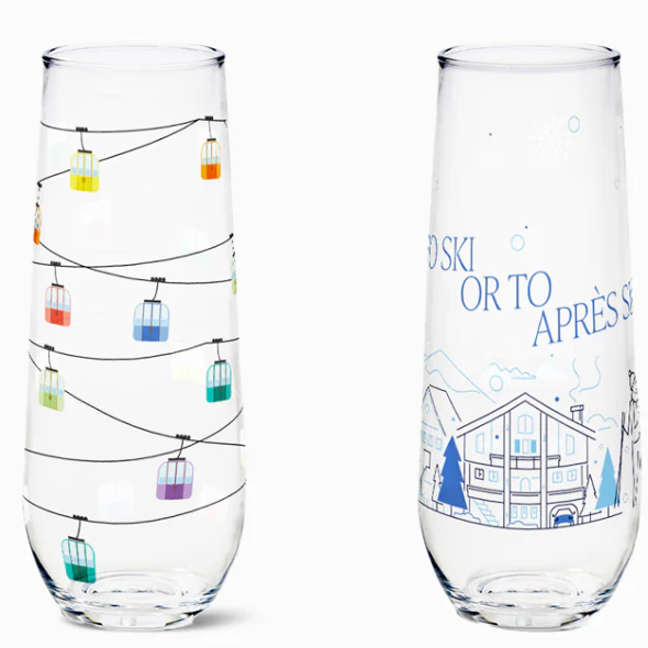 Apres Ski RESERVE 9oz Stemless Champagne Glass Set | Alpine Winter Collection