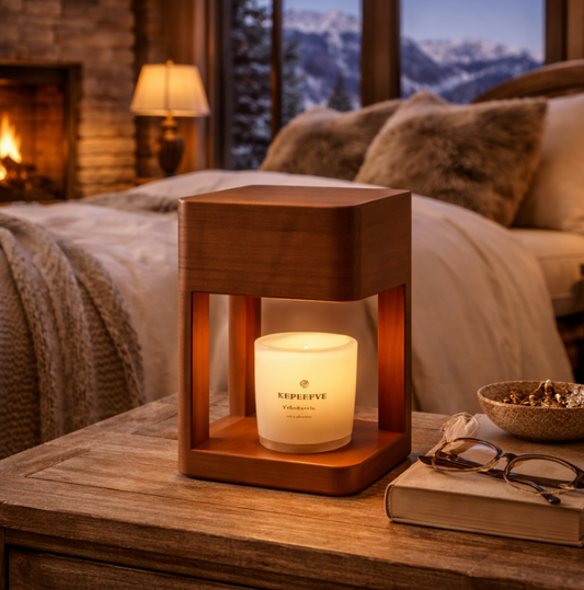 Wooden Candle Warmer Lamp | Dimmable with Auto Timer | Flame-Free Fragrance