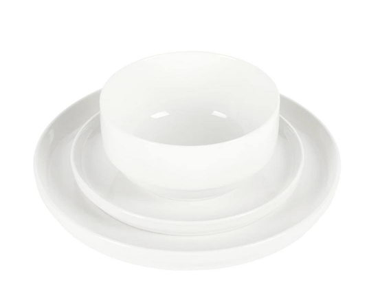 12-Piece Ceramic Stackable Dinnerware Set | Snowscape White