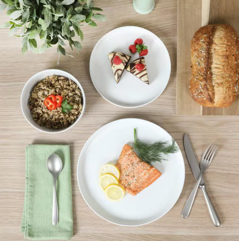 12-Piece Ceramic Stackable Dinnerware Set | Snowscape White