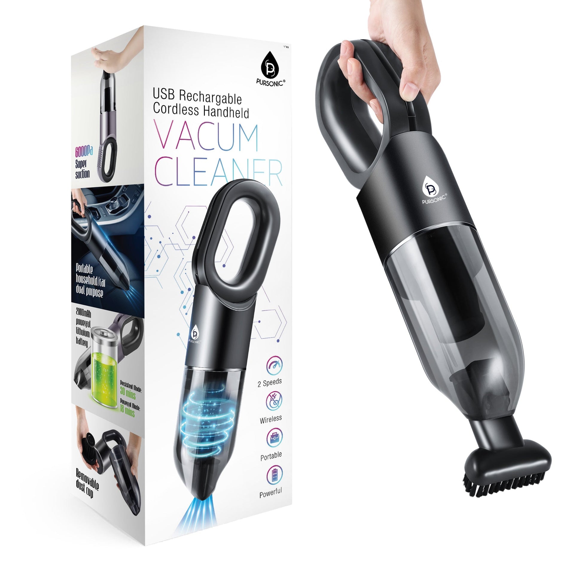 USB RECHARGEABLE CORDLESS HANDHELDS VACUUM CLEANER-0
