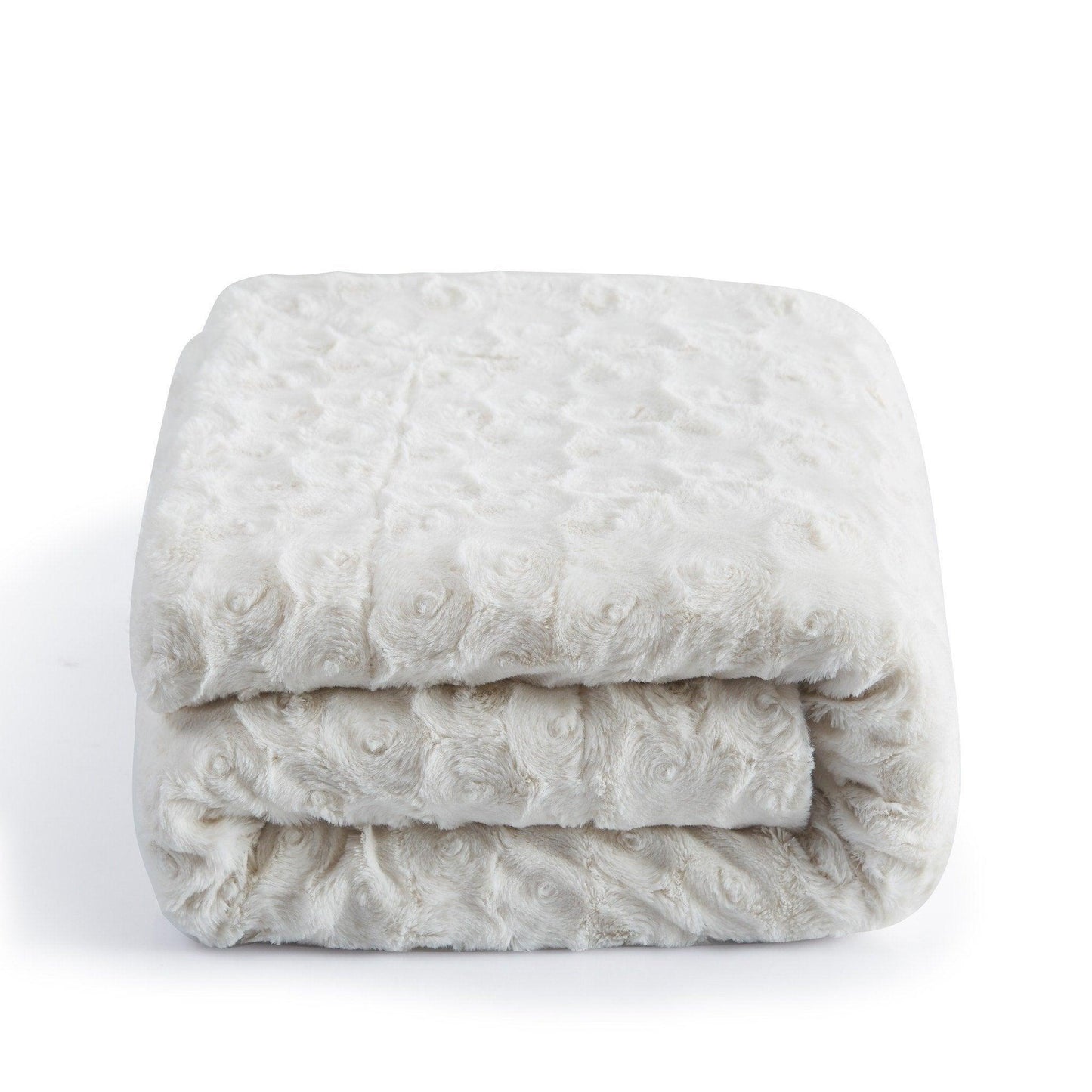 DaDa Bedding Luxury White Roses Fluffy Soft Sherpa Backside Faux Fur Throw Blanket (K11)-4