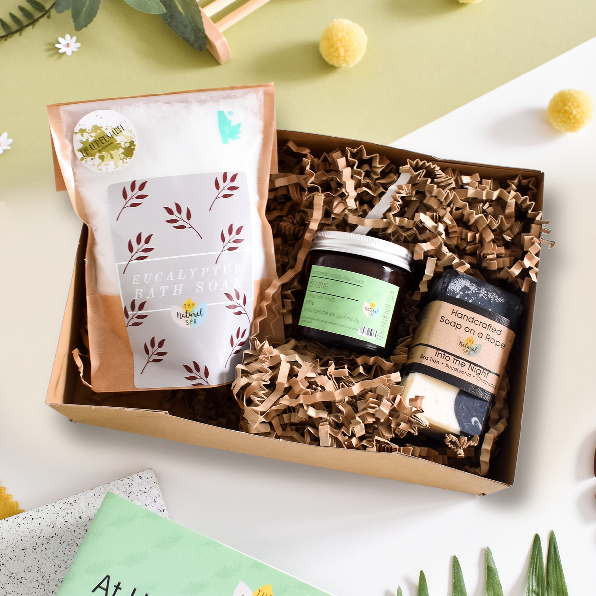 Breathe spa gift set on clean white studio background