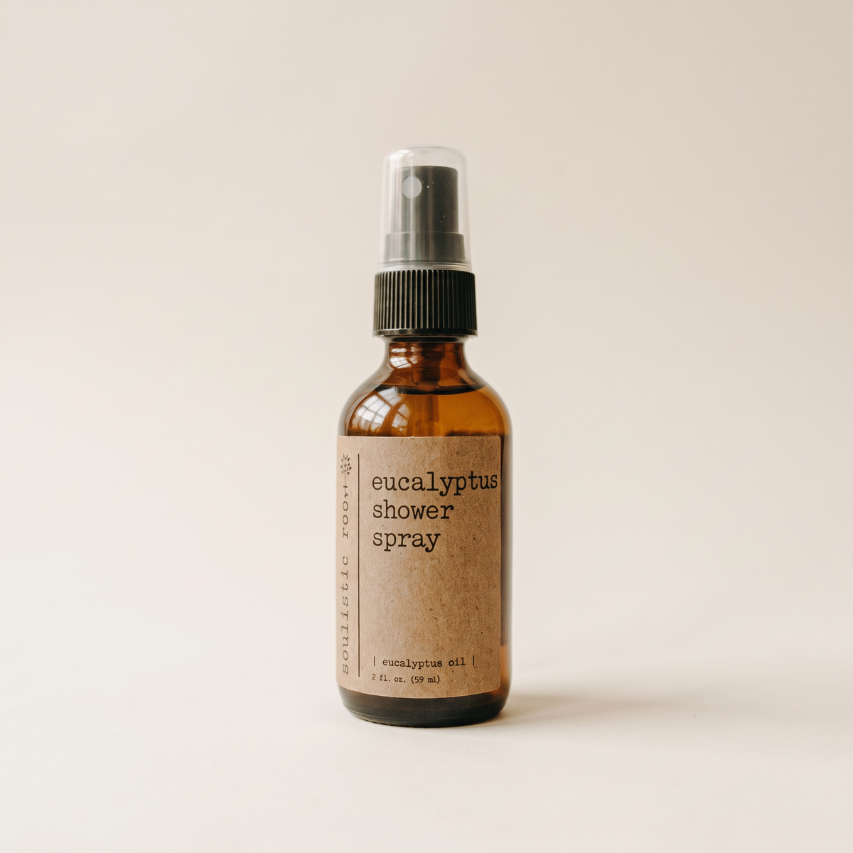 Eucalyptus shower spray bottle on clean white studio background