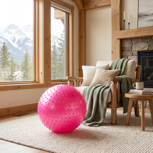 Fitness & Pilates Balance Ball lifestyle mountain cabin scene