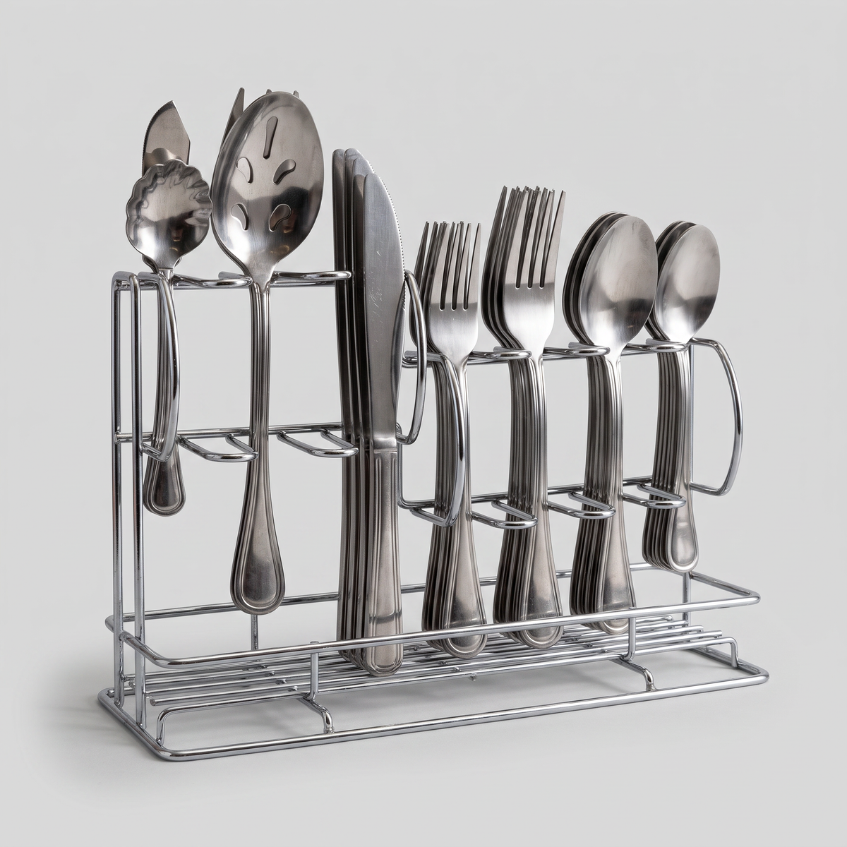 65-Piece Stainless Flatware Set clean catalog studio shot